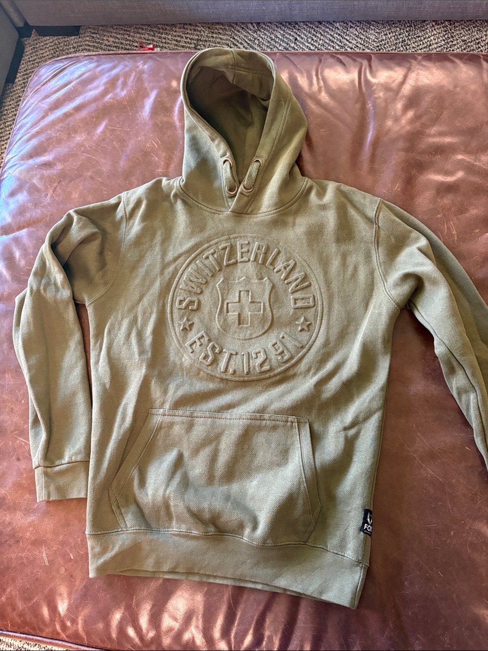 Fox Olive Green Embossed Logo Hooded Sweatshirt